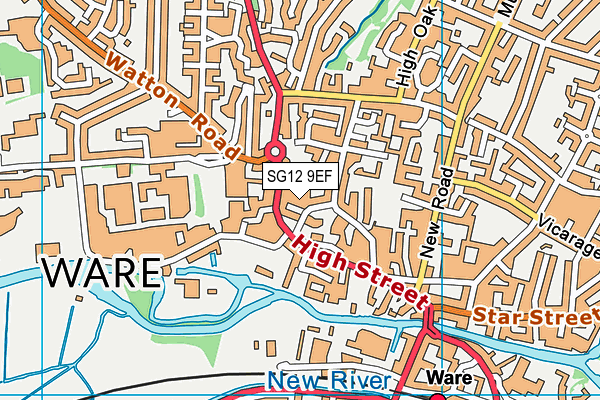 SG12 9EF map - OS VectorMap District (Ordnance Survey)