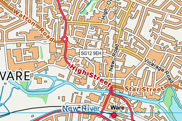 SG12 9EH map - OS VectorMap District (Ordnance Survey)