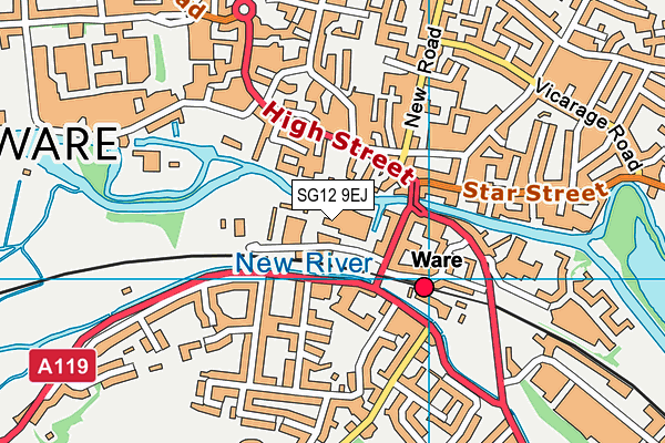 SG12 9EJ map - OS VectorMap District (Ordnance Survey)