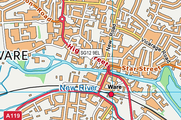 SG12 9EL map - OS VectorMap District (Ordnance Survey)