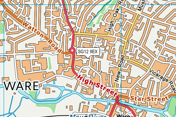 SG12 9EX map - OS VectorMap District (Ordnance Survey)