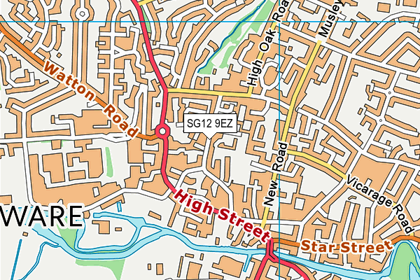 SG12 9EZ map - OS VectorMap District (Ordnance Survey)