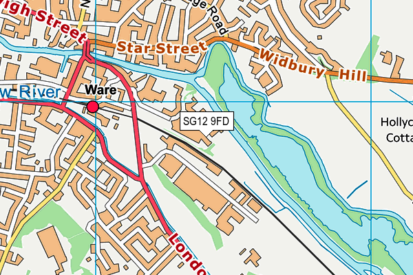 SG12 9FD map - OS VectorMap District (Ordnance Survey)