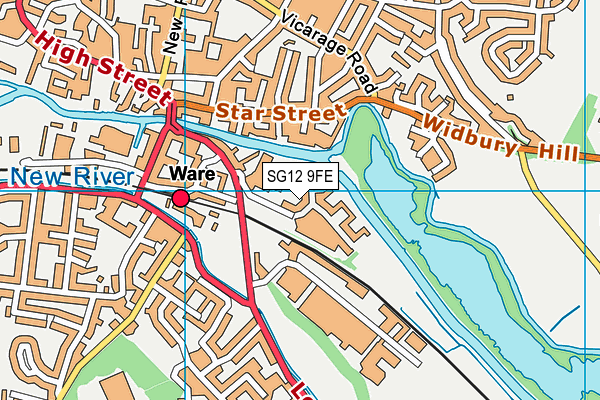 SG12 9FE map - OS VectorMap District (Ordnance Survey)