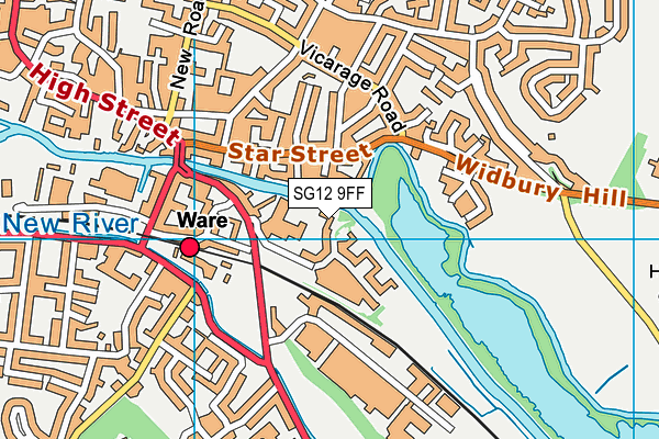 SG12 9FF map - OS VectorMap District (Ordnance Survey)