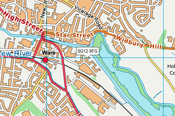 SG12 9FG map - OS VectorMap District (Ordnance Survey)