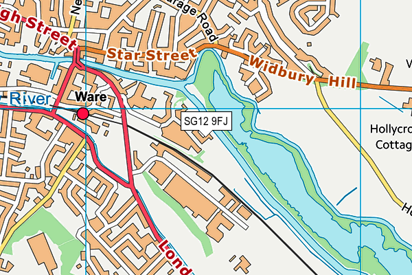 SG12 9FJ map - OS VectorMap District (Ordnance Survey)