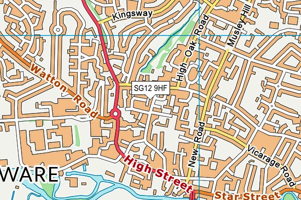 SG12 9HF map - OS VectorMap District (Ordnance Survey)