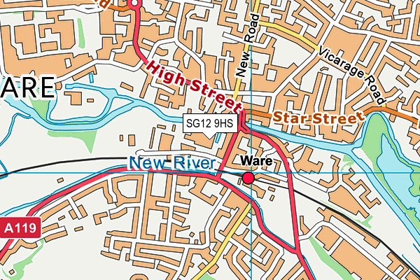 SG12 9HS map - OS VectorMap District (Ordnance Survey)