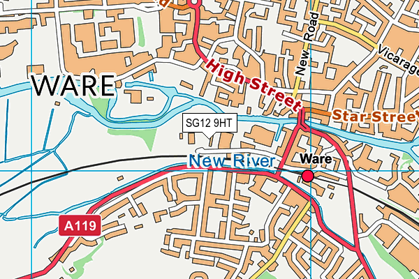 SG12 9HT map - OS VectorMap District (Ordnance Survey)