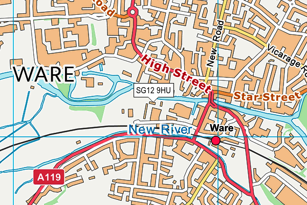 SG12 9HU map - OS VectorMap District (Ordnance Survey)