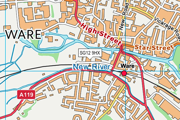 SG12 9HX map - OS VectorMap District (Ordnance Survey)