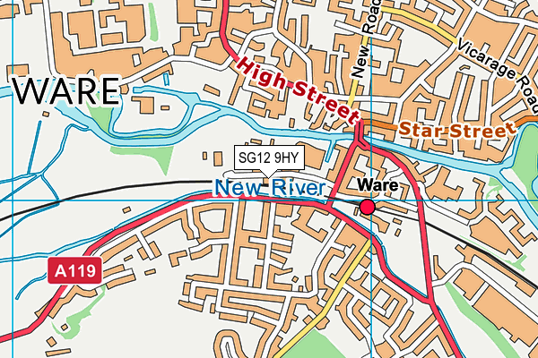 SG12 9HY map - OS VectorMap District (Ordnance Survey)