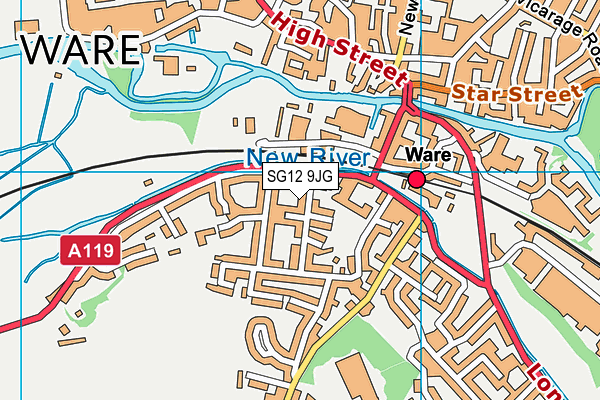 SG12 9JG map - OS VectorMap District (Ordnance Survey)