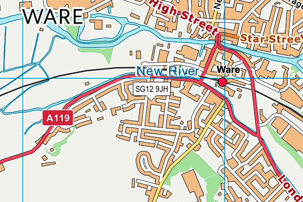 SG12 9JH map - OS VectorMap District (Ordnance Survey)