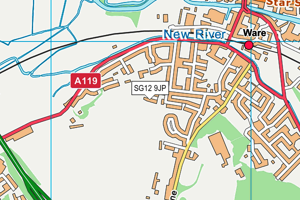 SG12 9JP map - OS VectorMap District (Ordnance Survey)