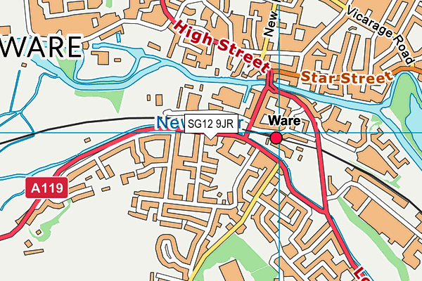 SG12 9JR map - OS VectorMap District (Ordnance Survey)