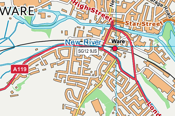 SG12 9JS map - OS VectorMap District (Ordnance Survey)