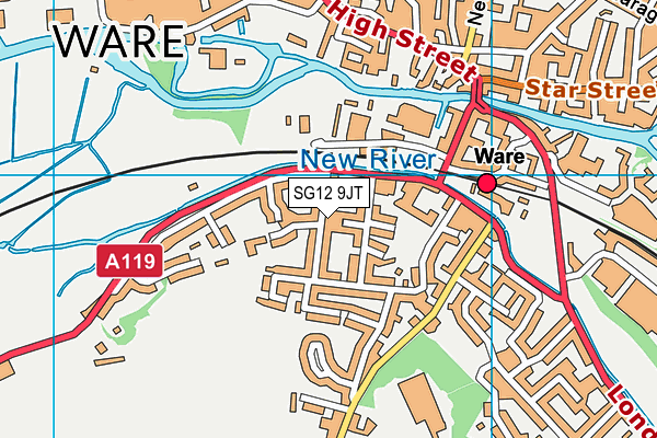 SG12 9JT map - OS VectorMap District (Ordnance Survey)