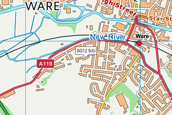 SG12 9JU map - OS VectorMap District (Ordnance Survey)