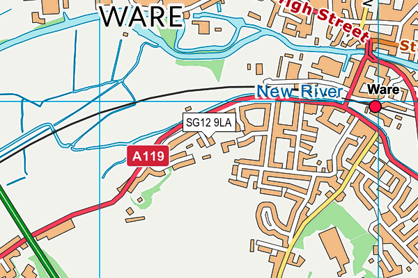 SG12 9LA map - OS VectorMap District (Ordnance Survey)