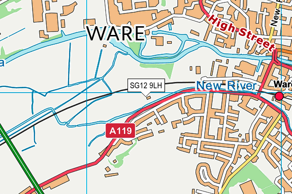 SG12 9LH map - OS VectorMap District (Ordnance Survey)