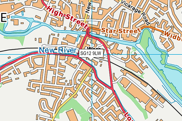 SG12 9LW map - OS VectorMap District (Ordnance Survey)