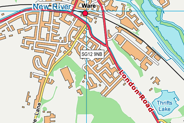 SG12 9NB map - OS VectorMap District (Ordnance Survey)