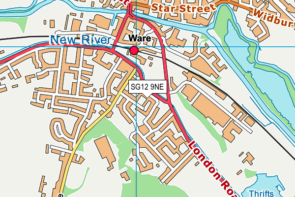 SG12 9NE map - OS VectorMap District (Ordnance Survey)