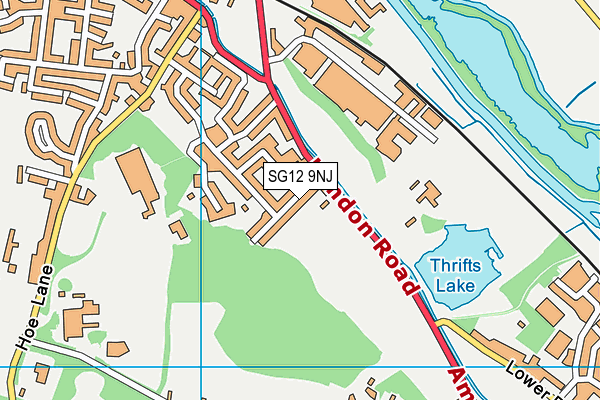 SG12 9NJ map - OS VectorMap District (Ordnance Survey)