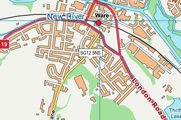 SG12 9NS map - OS VectorMap District (Ordnance Survey)