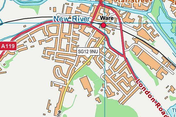 SG12 9NU map - OS VectorMap District (Ordnance Survey)