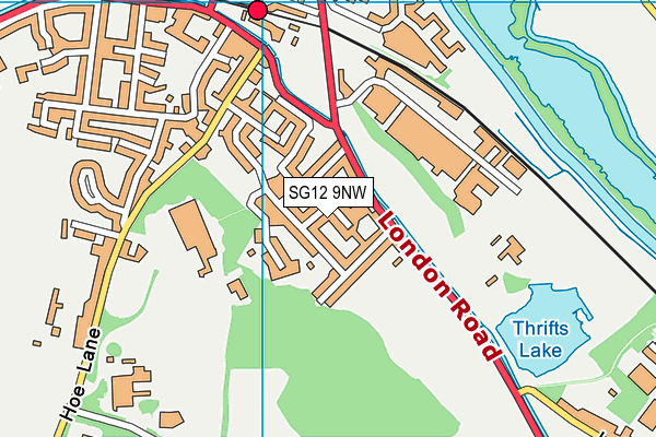 SG12 9NW map - OS VectorMap District (Ordnance Survey)