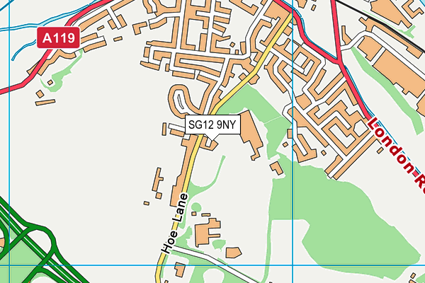SG12 9NY map - OS VectorMap District (Ordnance Survey)