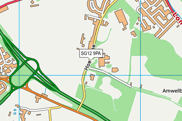 SG12 9PA map - OS VectorMap District (Ordnance Survey)