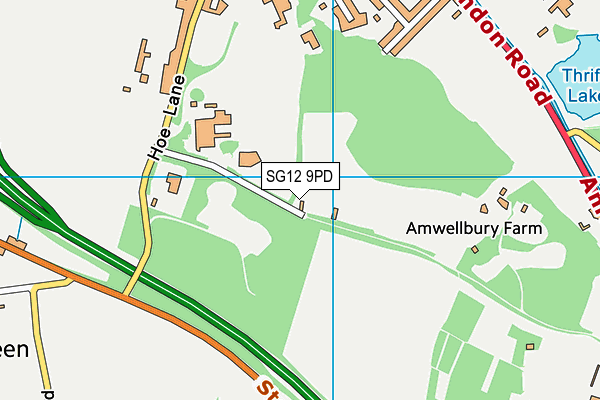 Middleton School map (SG12 9PD) - OS VectorMap District (Ordnance Survey)