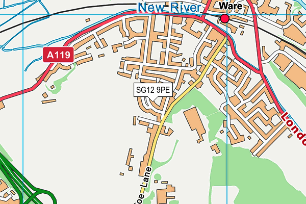 SG12 9PE map - OS VectorMap District (Ordnance Survey)