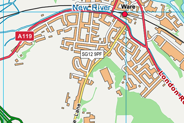 SG12 9PF map - OS VectorMap District (Ordnance Survey)