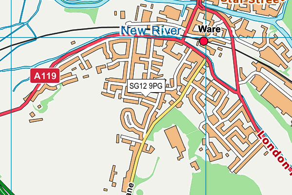 SG12 9PG map - OS VectorMap District (Ordnance Survey)