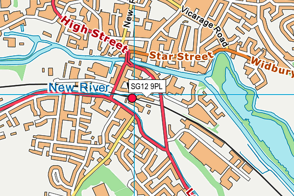 SG12 9PL map - OS VectorMap District (Ordnance Survey)