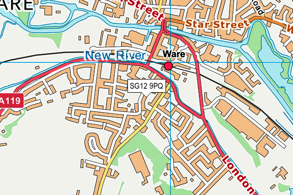 SG12 9PQ map - OS VectorMap District (Ordnance Survey)