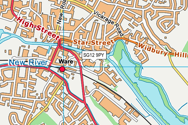 SG12 9PY map - OS VectorMap District (Ordnance Survey)