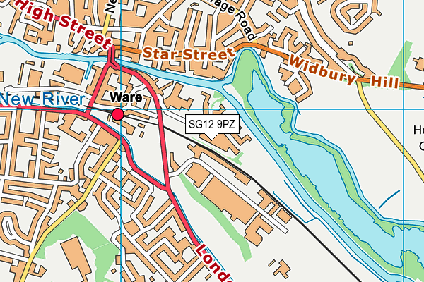 SG12 9PZ map - OS VectorMap District (Ordnance Survey)