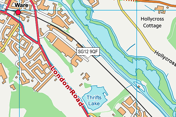 SG12 9QF map - OS VectorMap District (Ordnance Survey)