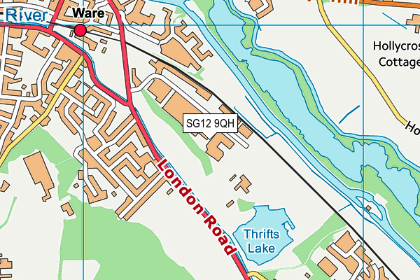 SG12 9QH map - OS VectorMap District (Ordnance Survey)