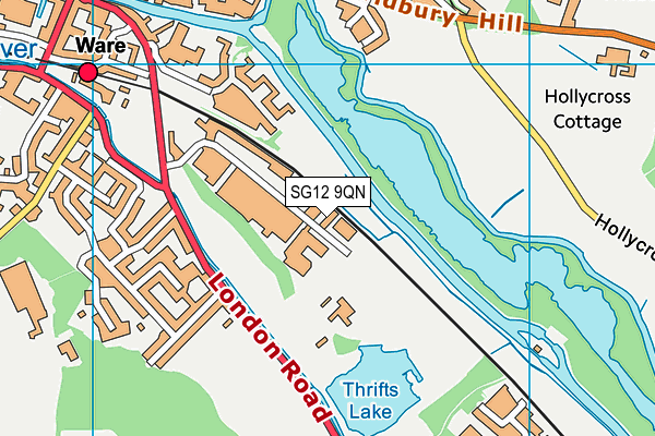 SG12 9QN map - OS VectorMap District (Ordnance Survey)