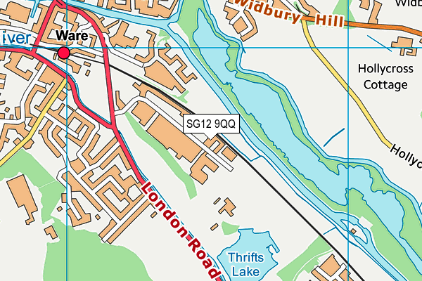 SG12 9QQ map - OS VectorMap District (Ordnance Survey)