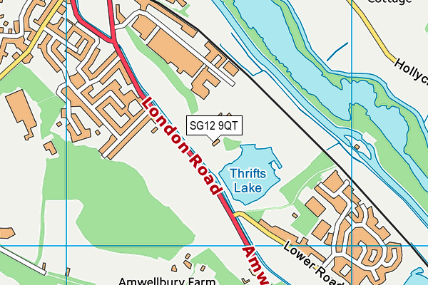 SG12 9QT map - OS VectorMap District (Ordnance Survey)