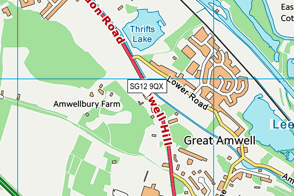 SG12 9QX map - OS VectorMap District (Ordnance Survey)