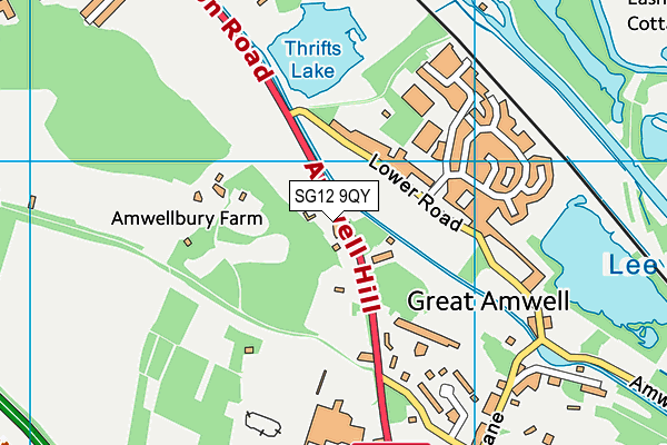 SG12 9QY map - OS VectorMap District (Ordnance Survey)